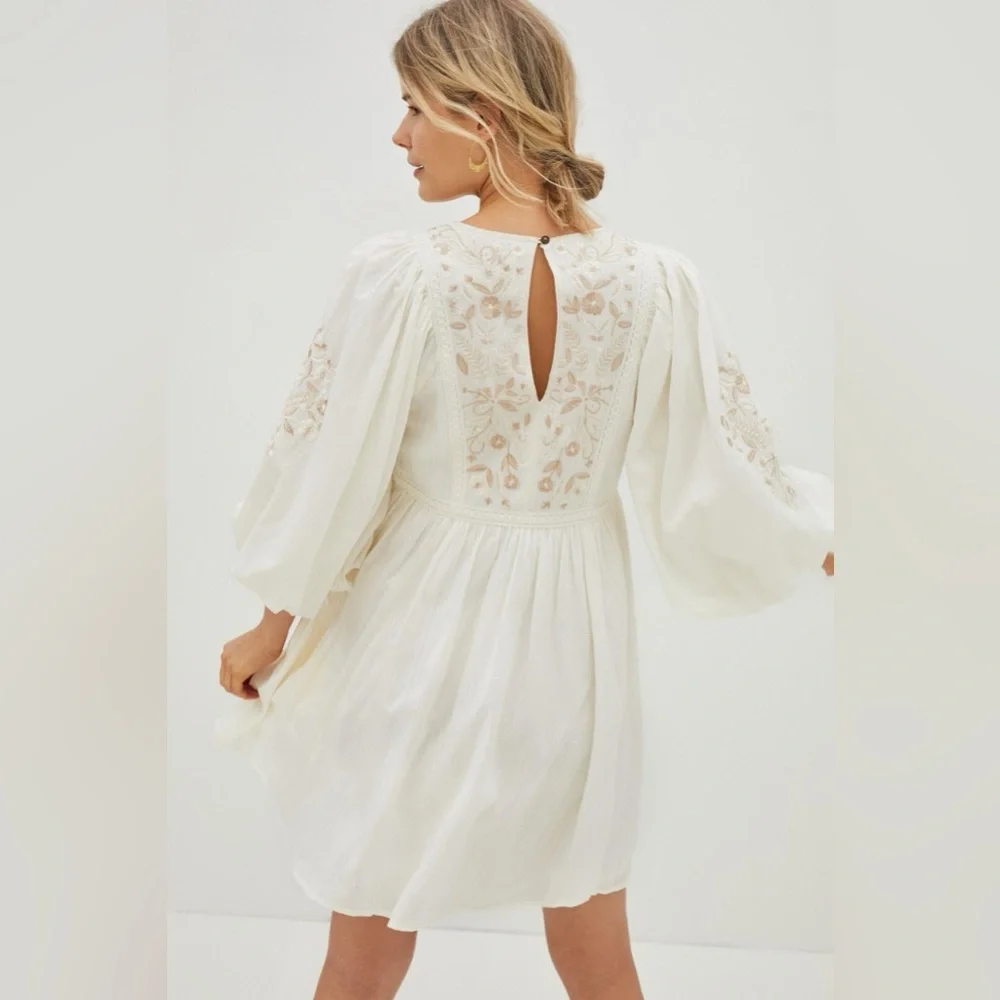 Anthropologie Viveka Embroidered Lace Mini Dress Cottagecore - Picture 3 of 12